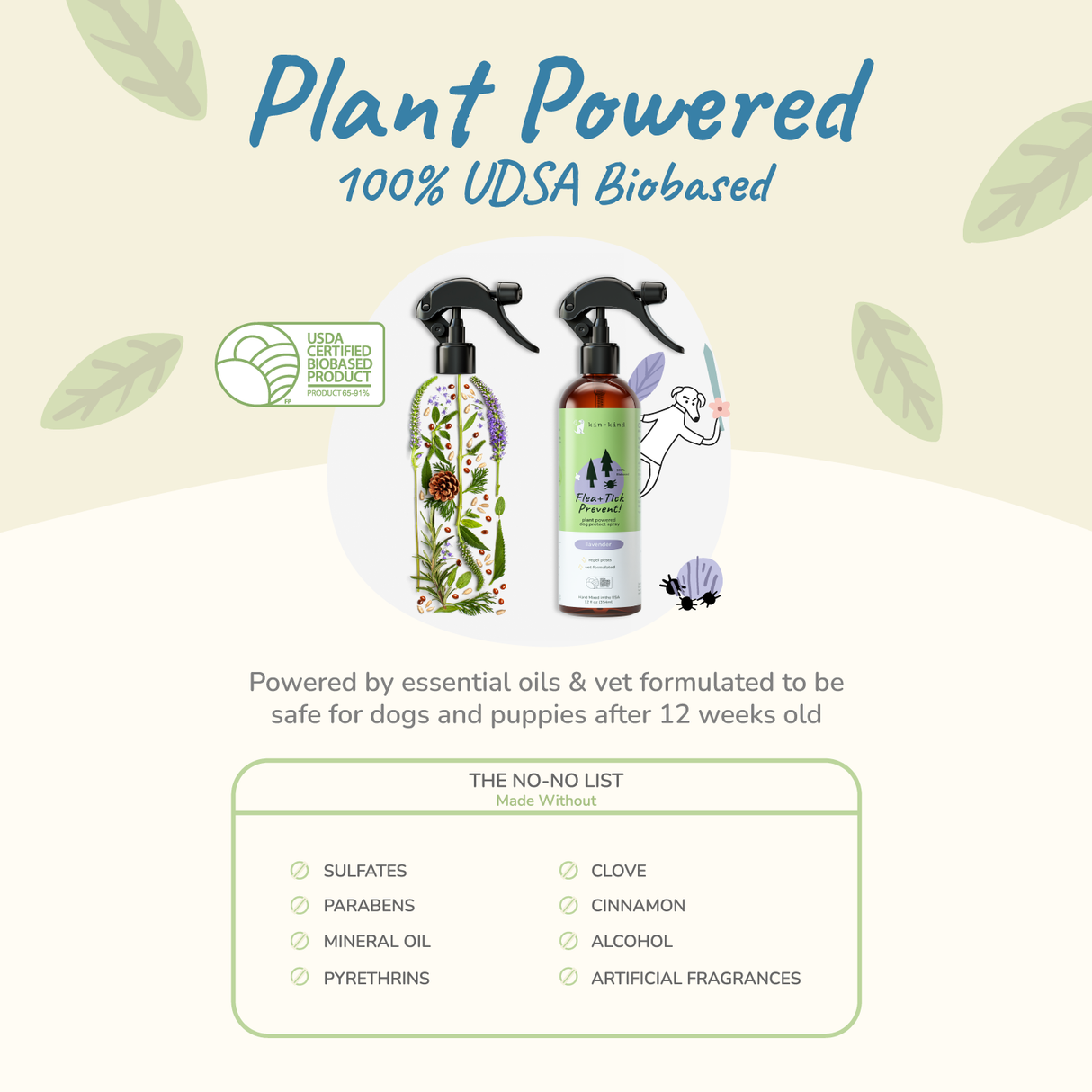 Kin+Kind Flea/Tick Repel Spray for Dogs Only | Lavender