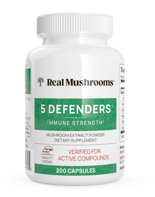 Real Mushrooms | 5 Defenders™ Organic Mushroom Blend Capsules for Humans - 90 Count