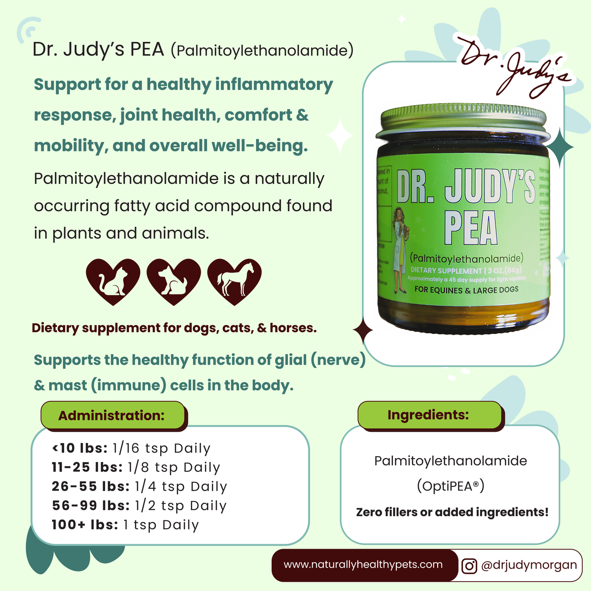 Dr. Judy's Bulk PEA for Equines & Large Dogs - 84g