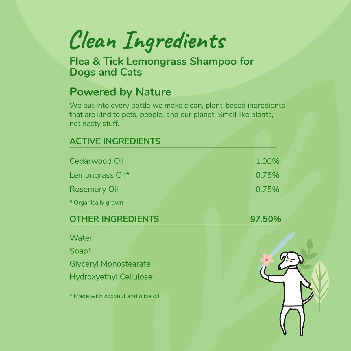 kin+kind Flea/Tick Shampoo for Cats and Dogs - Lemongrass