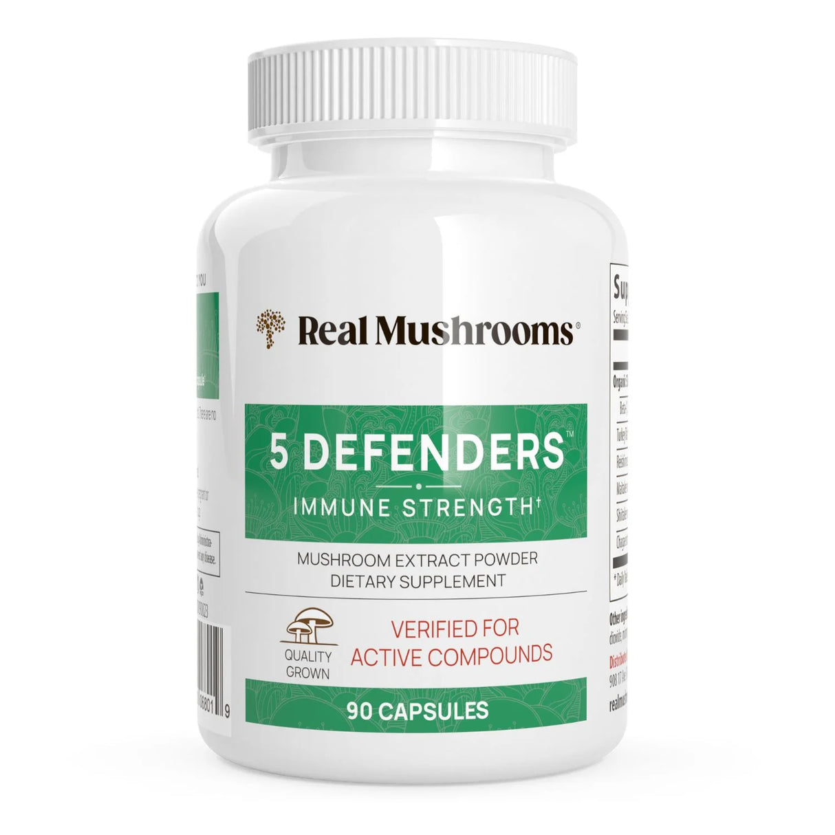 Real Mushrooms | 5 Defenders™ Organic Mushroom Blend Capsules for Humans - 90 Count