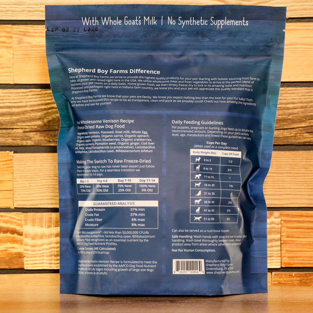 Shepherd Boy Farms | Freeze Dried Venison Recipe - 14oz