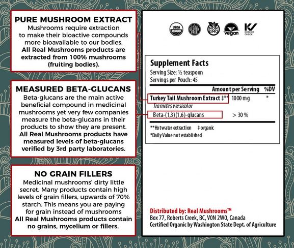 Real Mushrooms | Organic Turkey Tail Extract Powder - 45g