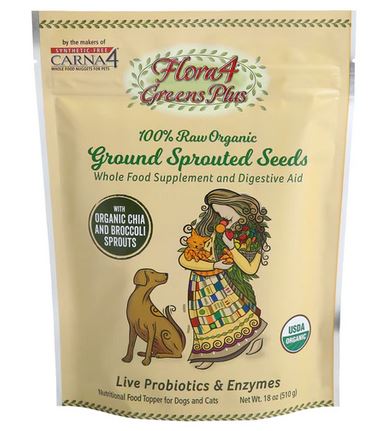 Carna4 Flora4 GREENS PLUS Ground Sprouted Seeds Food Topper Dr