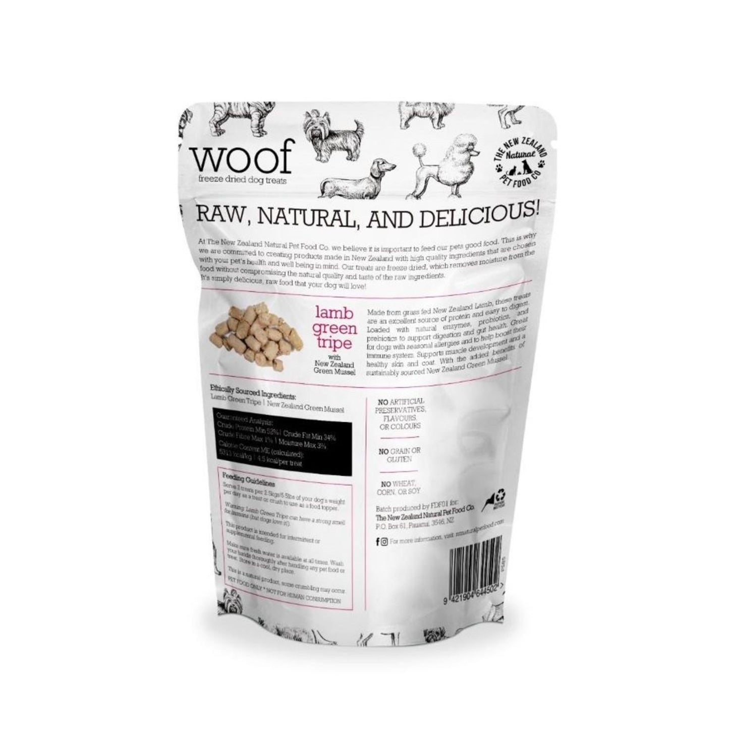 WOOF Lamb Green Tripe with Green Lipped Mussel Freeze-Dried Dog Treat