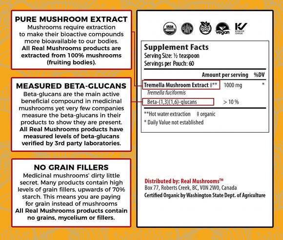 Real Mushrooms | Organic Tremella Extract Powder – 60g