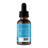 A brown glass dropper bottle with a black cap, featuring a blue label for Animal Essentials | Colon Rescue Herbal Tonic - 2oz. The label displays visible instructions for dog and cat dosage, along with product information that highlights its gentle formula, designed to provide sensitive stomach relief and effective digestive support for pets.