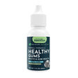 A 1 fl oz bottle of Animal Essentials | Healthy Gums is a natural herbal rinse for dogs and cats, designed to support oral health and help maintain fresh breath. Packaged with a white dropper cap and green-blue label, this mouth and gum health supplement promotes healthy gums in pets.
