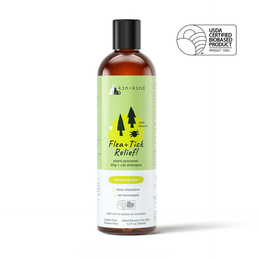 kin+kind Flea/Tick Shampoo for Cats and Dogs - Lemongrass