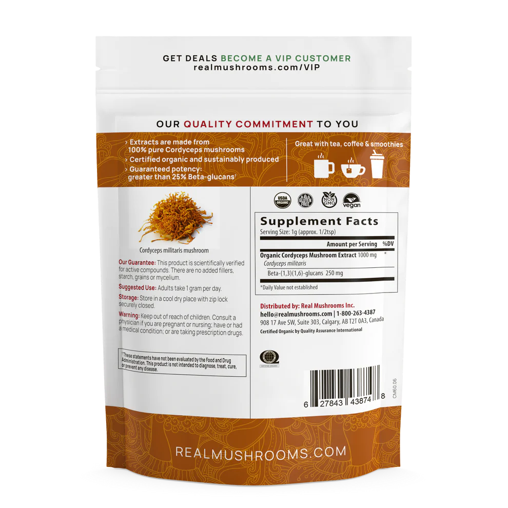 Real Mushrooms | Organic Cordyceps Mushroom Powder - 60g