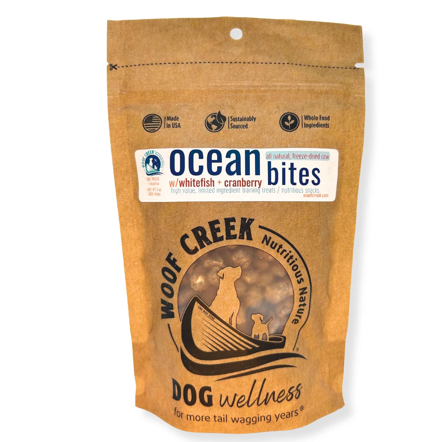 Woof Creek | Ocean Bites with Whitefish + Cranberries, 3 oz.