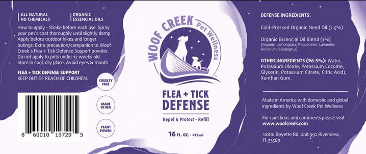 Woof Creek | Flea + Tick Defense Spray for Dogs