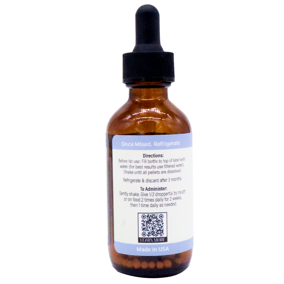 Amber glass dropper bottle of Dr. Katie’s Remedies | Kidney - Renal System Support, featuring a label with directions for use, a QR code, and Made in USA text.