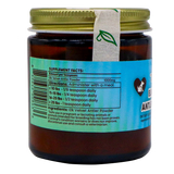 Dr. Judy's Elk Velvet Antler Powder - 30g comes in a brown jar with a gold lid, featuring a blue label that displays supplement facts and dosage instructions. The product is known for its IGF-1 content and provides joint support for dogs and cats. A small leaf-patterned seal crosses both the lid and the label.