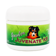 A white container labeled Biostar Garden Juvenate K9, featuring an illustration of a dog on a green background. The label highlights support for digestion, immunity, and energy in dogs.