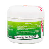 A white plastic container labeled “Biostar Garden Juvenate K9,” featuring a green and white design that displays supplement facts, caution information, lot number, best by date, and storage directions for a dog supplement.