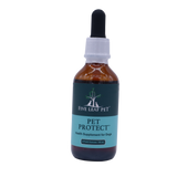 Amber glass dropper bottle of Five Leaf Botanicals | Pet Protect, a health supplement for dogs.