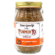 A glass jar labeled “Project Sudz | Pumpkin Rx GI Support for Dogs - 220g,” featuring an anti-diarrhea formula with bentonite clay and slippery elm. Designed to provide healthy gut support for dogs, the label is orange and white with black and red text.