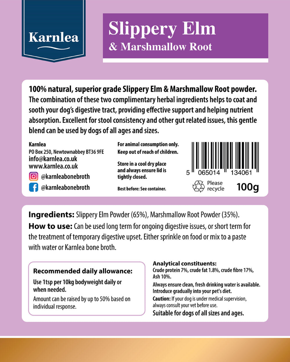 KarnLea | Slippery Elm + Marshmallow Root Powder - 200g