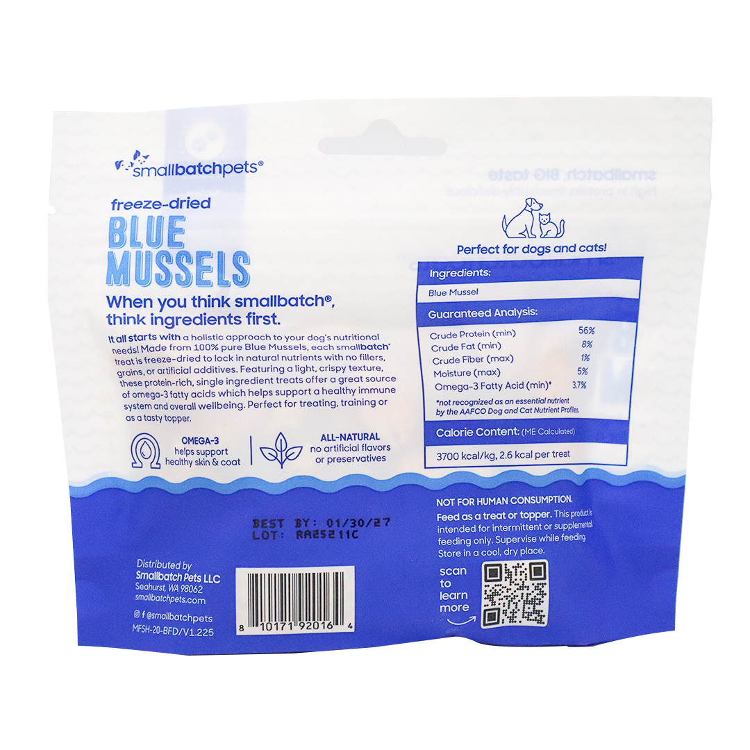 SmallBatch Blue Mussels Freeze-Dried Treats - 2oz