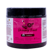A jar of kin+kind Urinary Tract with Antioxidant Boost supplement for pets, featuring a cranberry flavor, comes in a pink and white label that displays its USDA organic certification and emphasizes its benefits for both dogs and cats. Vet-formulated, this top-tier organic pet supplement is designed to support optimal urinary tract health for your furry companions.