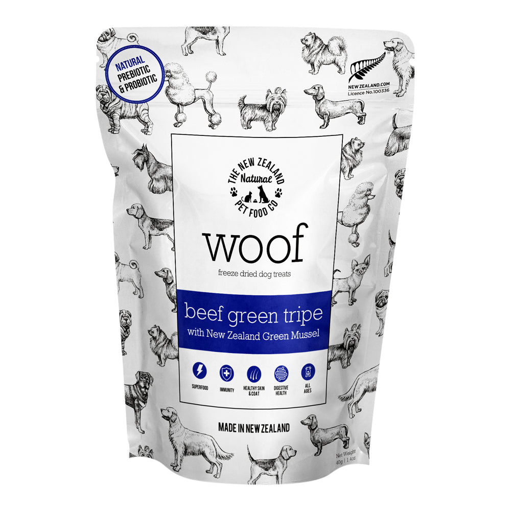 WOOF Beef Green Tripe with Green Lipped Mussel Treats
