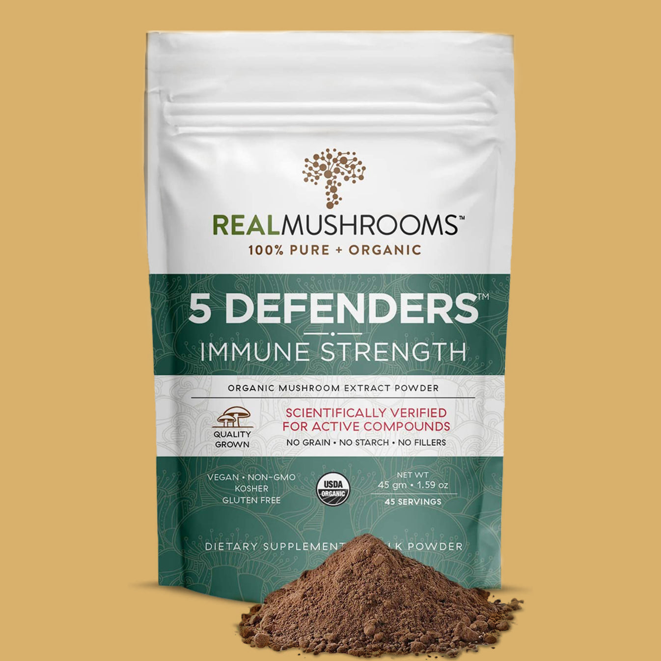Real Mushrooms 5 Defenders Mushroom Complex Powder 45g Dr. Judy