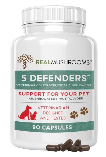 Real Mushrooms | 5 Defenders™ Organic Mushroom Blend Capsules for Pets - 90 Count