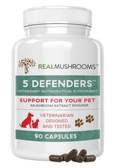 Real Mushrooms | 5 Defenders™ Organic Mushroom Blend Capsules for Pets - 90 Count