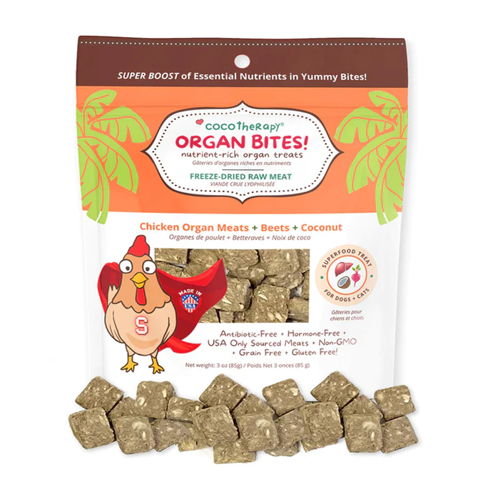 CocoTherapy Organ Bites Raw Organ Meat Treat for Dogs and Cats