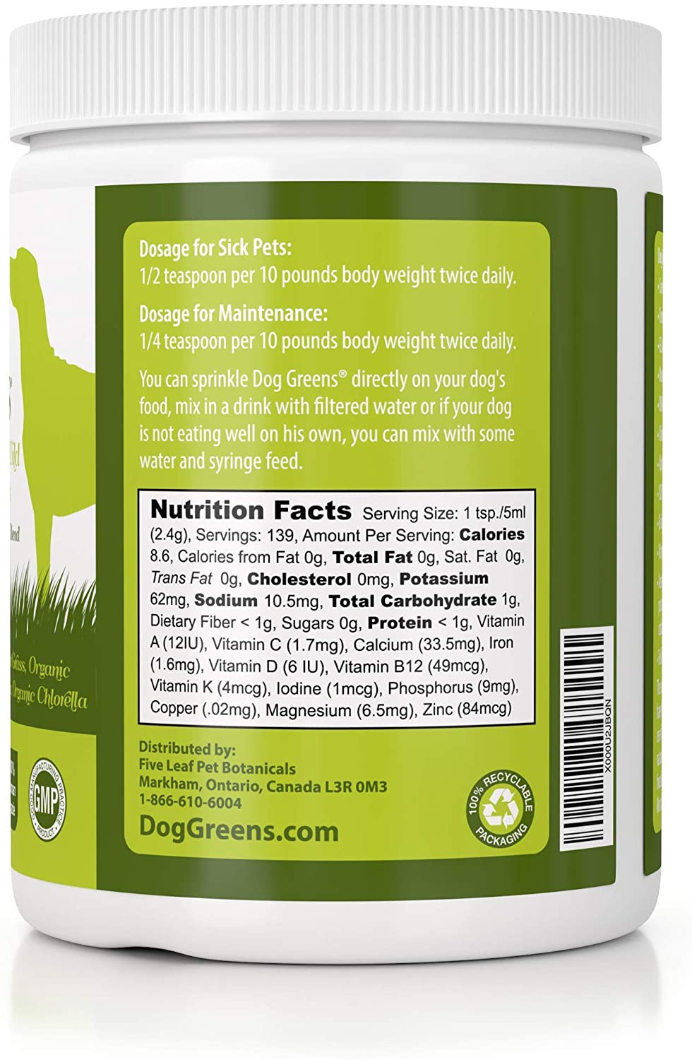 Dog Greens- Organic and Wild Harvested Vitamin and Mineral Supplement for Dogs