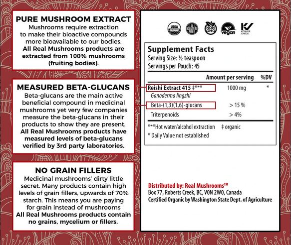 Real Mushrooms | Organic Reishi Mushroom Powder – 45g