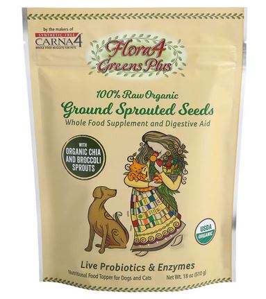 Carna4 Flora4 GREENS PLUS Ground Sprouted Seeds Food Topper