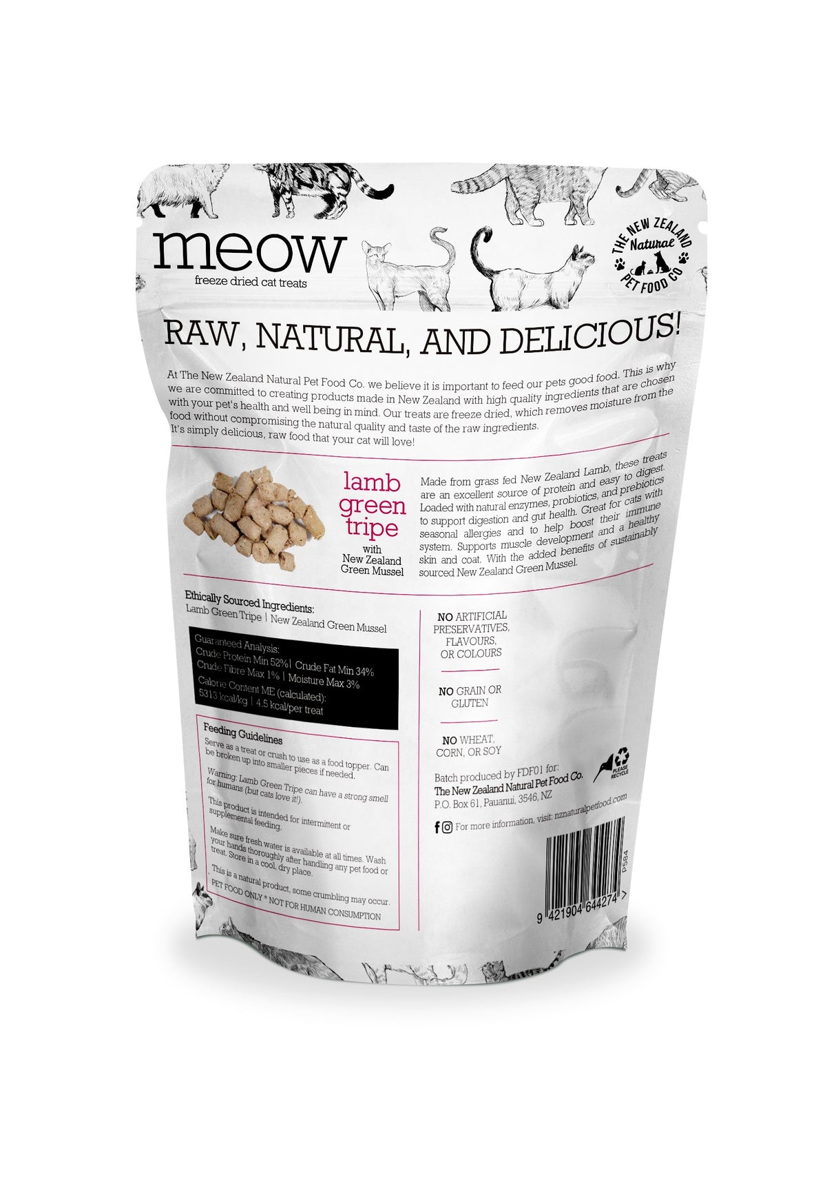 MEOW Lamb Green Tripe With Green Lipped Mussel Freeze-Dried Cat Treat